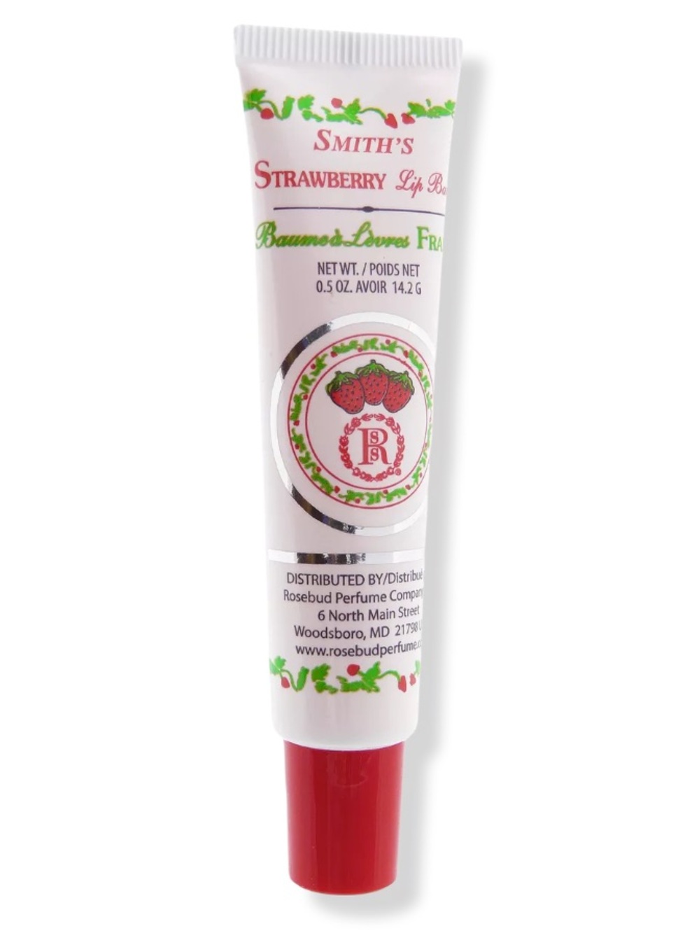 Smith's Strawberry Lip Balm & Gloss - White Tube with Red Cap